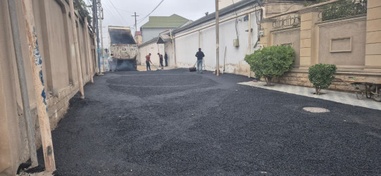 Bakıxanov qəsəbəsində asfaltlanma işləri aparılıb