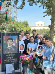 Bakıxanov qəsəbəsində Vətən müharibəsi şəhidi Hüseynov Əkbər Bahadur oğlunun ildönümü münasibətilə anım mərasimi keçirildi