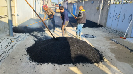 Bakıxanov qəsəbəsində asfaltlanma işləri aparılıb