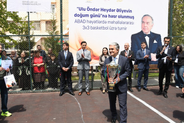 Sabunçu rayonunda “Ulu Öndər Heydər Əliyevin doğum günü”nə həsr olunmuş basketbol üzrə Abad məhəllələrarası turnirinin yekun mərhələsi keçirildi