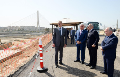 Bakı Olimpiya Stadionu ətrafında inşası davam etdirilən yol-nəqliyyat infrastrukturunun tikintisi ilə tanışlıq
